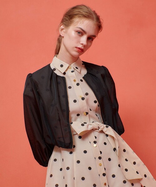 LOULOU WILLOUGHBY】オーガンドットウエストリボンワンピース