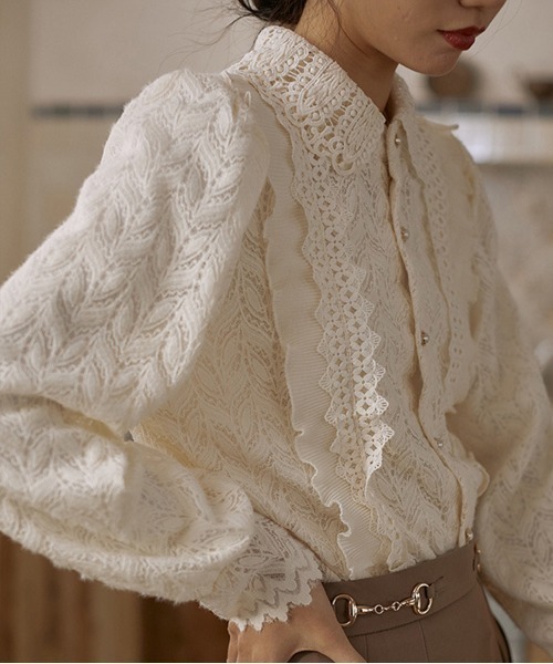 Coo+i（クーイ）の「フリルレース長袖ブラウス（シャツ/ブラウス・レディース・アイボリー・FREE）」の3枚目の写真