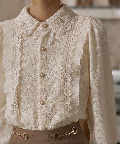 Coo+i（クーイ）の「フリルレース長袖ブラウス（シャツ/ブラウス・レディース・アイボリー・FREE）」の7枚目の写真