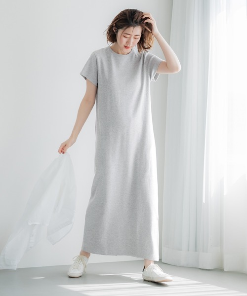 coca(coca)(コカ)の「リブロングワンピース(ワンピース・レディース・ライトグレー/ブラック・S/M/L)」の2枚目の写真