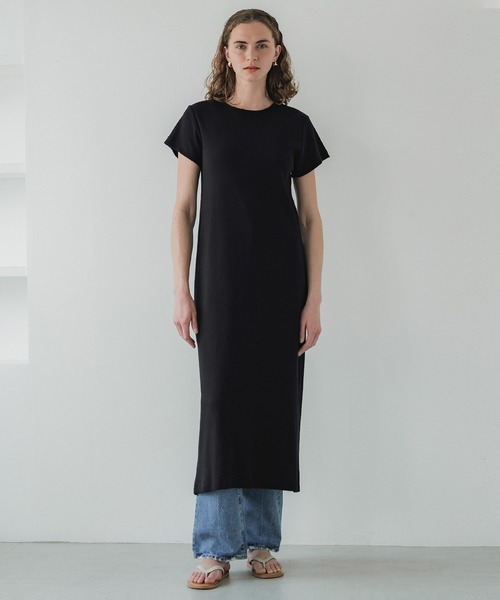 coca(coca)(コカ)の「リブロングワンピース(ワンピース・レディース・ライトグレー/ブラック・S/M/L)」の1枚目の写真