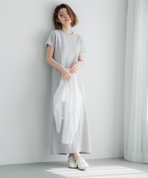 coca(coca)(コカ)の「リブロングワンピース(ワンピース・レディース・ライトグレー/ブラック・S/M/L)」の6枚目の写真