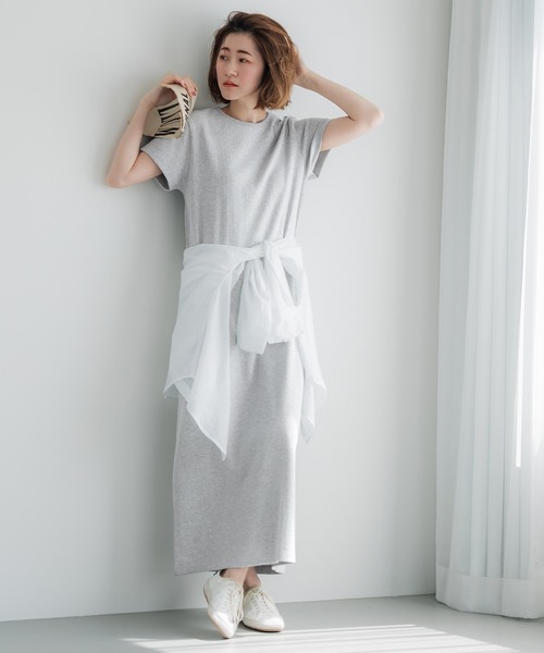 coca(coca)(コカ)の「リブロングワンピース(ワンピース・レディース・ライトグレー/ブラック・S/M/L)」の8枚目の写真