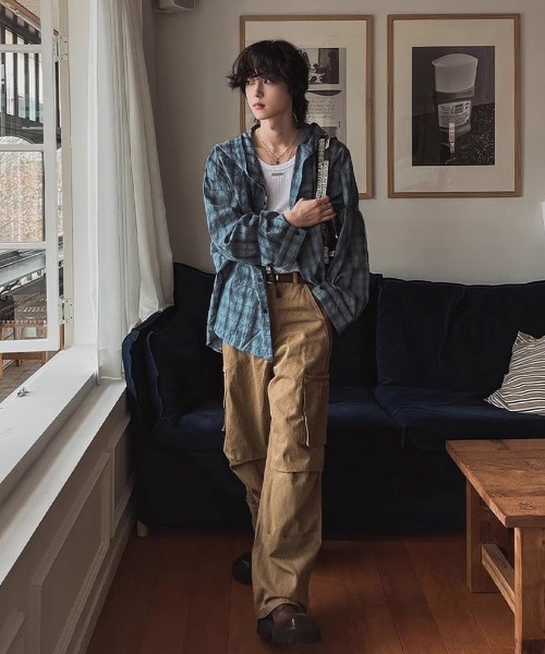 FreeZone（フリーゾーン）の「チェックフードシャツ（シャツ/ブラウス・メンズ・ブラウン/ブルー・F）」の17枚目の写真