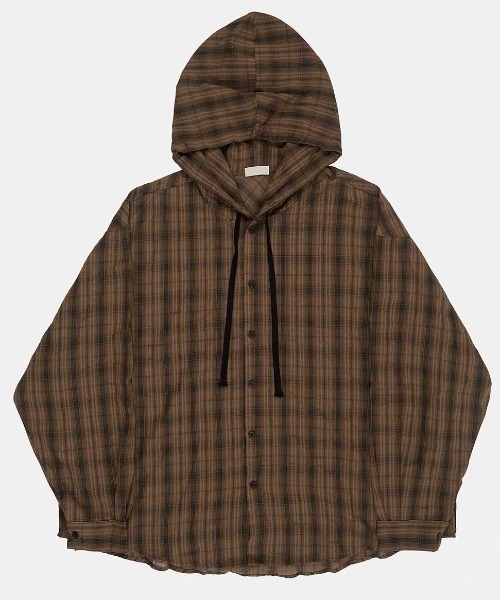 FreeZone（フリーゾーン）の「チェックフードシャツ（シャツ/ブラウス・メンズ・ブラウン/ブルー・F）」の7枚目の写真