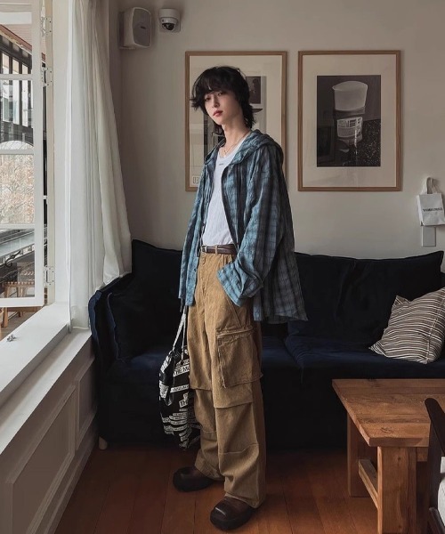 FreeZone（フリーゾーン）の「チェックフードシャツ（シャツ/ブラウス・メンズ・ブラウン/ブルー・F）」の18枚目の写真