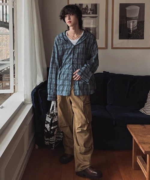 FreeZone（フリーゾーン）の「チェックフードシャツ（シャツ/ブラウス・メンズ・ブラウン/ブルー・F）」の16枚目の写真