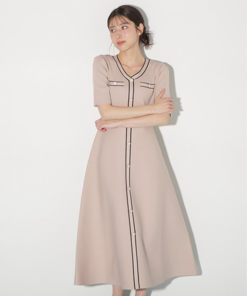 JILL by JILL STUART(ジルバイジルスチュアート)の「◇配色パイピングリブニットワンピース(ワンピース・レディース・グレー/ネイビー/ピンク・FREE)」の9枚目の写真