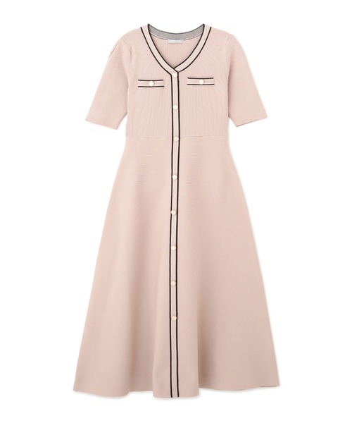 ◇配色パイピングリブニットワンピース（ワンピース）｜JILL by JILL