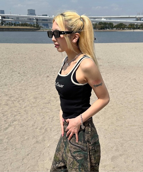 sedacle girl（セダクルガール）の「バイカラーリブタンク（タンクトップ・レディース・オフホワイト/ブラック/ベージュ/イエロー・FREE）」の16枚目の写真