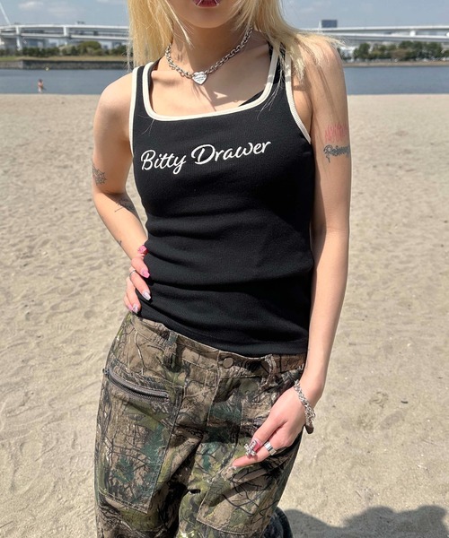 sedacle girl（セダクルガール）の「バイカラーリブタンク（タンクトップ・レディース・オフホワイト/ブラック/ベージュ/イエロー・FREE）」の13枚目の写真