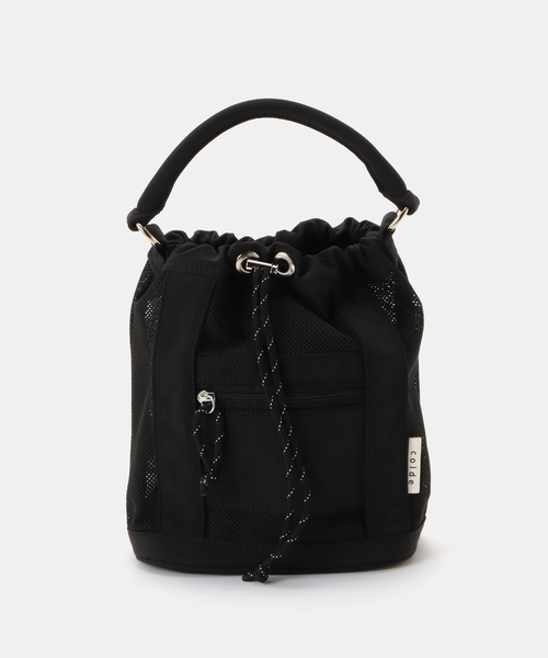 COLDE （コルデ）の「COLDE/コルデ メッシュ巾着BAG（ハンドバッグ・レディース・ブラック/チャコールグレー・FREE）」の2枚目の写真