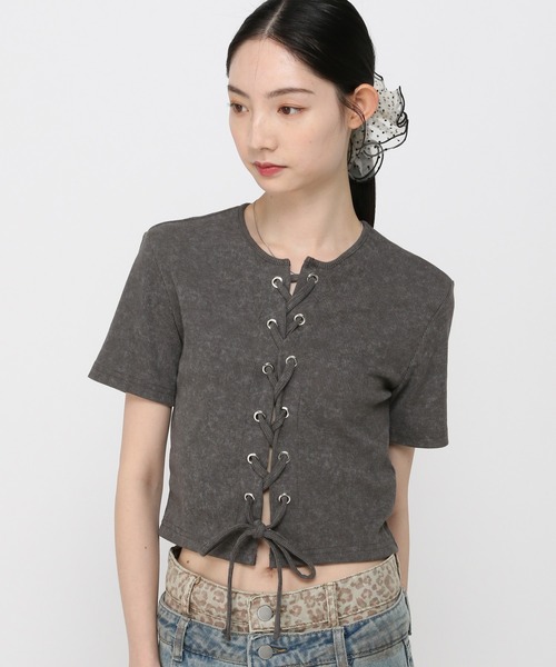 3.3 Field Trip (3.3フィールドトリップ)の「3.3 Field Trip/ピグメント加工半袖(Tシャツ/カットソー・レディース・チャコール/ブルー・FREE)」の16枚目の写真
