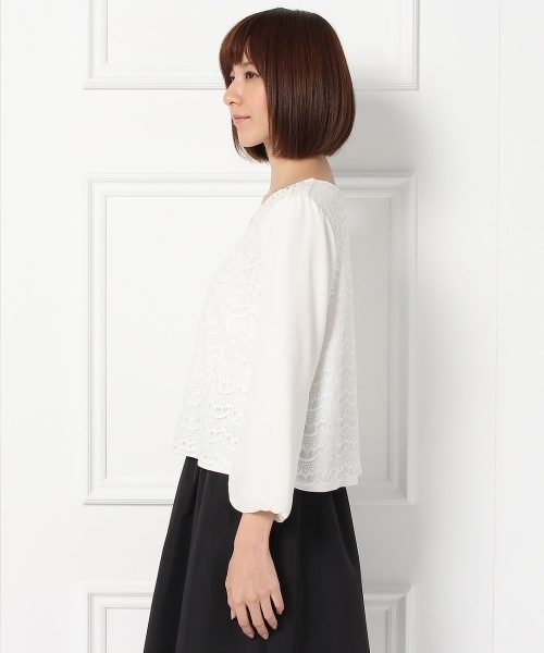 SHOO・LA・RUE(シューラルー)の「スカラップレースシフォンブラウス(シャツ/ブラウス・レディース・ブラック/ホワイト・02/03)」の4枚目の写真