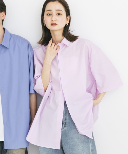 SENSE OF PLACE by URBAN RESEARCH(センスオブプレイスバイアーバンリサーチ)の「『ユニセックス』リラックスフィットレギュラーカラーショートスリーブシャツ(シャツ/ブラウス・メンズ・ホワイト/チャコールグレー/ブルー/ライトピンク・MEDIUM/LARGE)」の4枚目の写真