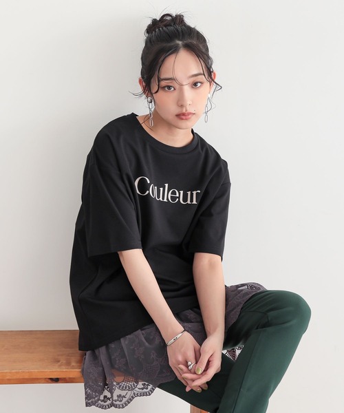 n'OrLABEL(ノアールレーベル)の「【接触冷感・UVカット・汗じみ防止】ひんやり半袖ロゴプリントTシャツ(Tシャツ/カットソー・レディース・グリーン/ブラック/オフホワイト/グレー・1/2)」の1枚目の写真