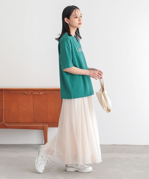 n'OrLABEL(ノアールレーベル)の「【接触冷感・UVカット・汗じみ防止】ひんやり半袖ロゴプリントTシャツ(Tシャツ/カットソー・レディース・グリーン/ブラック/オフホワイト/グレー・1/2)」の13枚目の写真