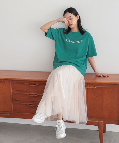n'OrLABEL(ノアールレーベル)の「【接触冷感・UVカット・汗じみ防止】ひんやり半袖ロゴプリントTシャツ(Tシャツ/カットソー・レディース・グリーン/ブラック/オフホワイト/グレー・1/2)」の14枚目の写真