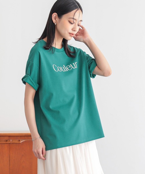 n'OrLABEL(ノアールレーベル)の「【接触冷感・UVカット・汗じみ防止】ひんやり半袖ロゴプリントTシャツ(Tシャツ/カットソー・レディース・グリーン/ブラック/オフホワイト/グレー・1/2)」の12枚目の写真