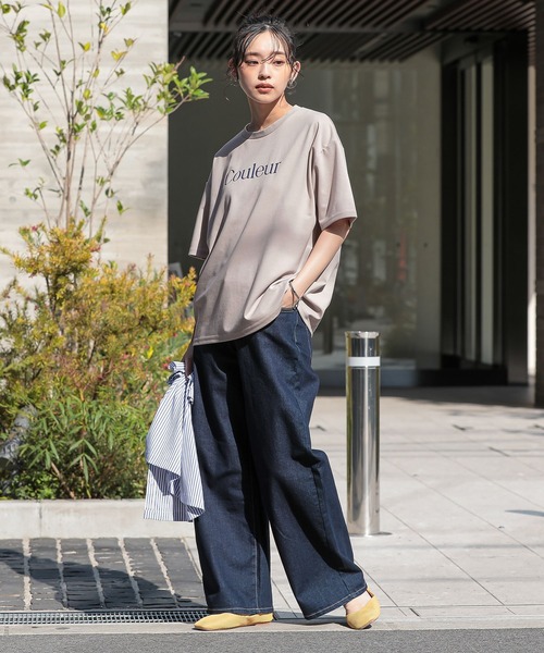 n'OrLABEL(ノアールレーベル)の「【接触冷感・UVカット・汗じみ防止】ひんやり半袖ロゴプリントTシャツ(Tシャツ/カットソー・レディース・グリーン/ブラック/オフホワイト/グレー・1/2)」の5枚目の写真