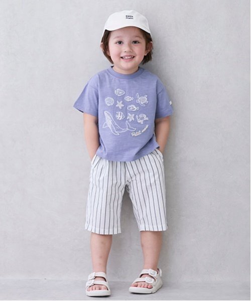 petit main（プティマイン）の「【リンク】チェックハーフパンツ(キッズ)（その他パンツ・キッズ・ライトグレー/ライトグリーン/アイボリー・90cm/110cm/120cm/80ｃｍ/100cm/130cm）」の2枚目の写真