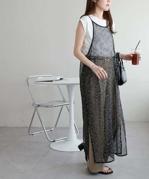 MIX糸メッシュキャミワンピース（ワンピース）｜DISCOAT（ディスコート