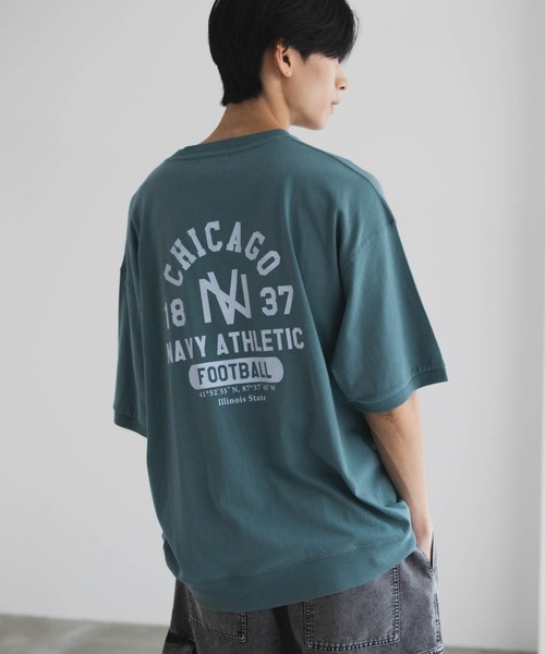 NAVY オーバーサイズカレッジスウェットTシャツ ユニセックス（Tシャツ