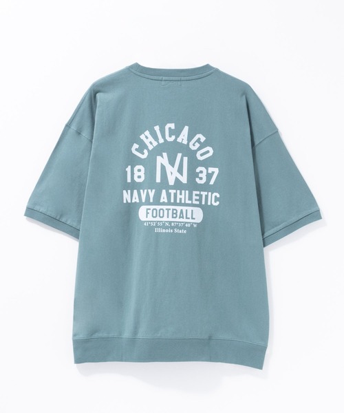 NAVY(ネイビー)の「NAVY オーバーサイズカレッジスウェットTシャツ ユニセックス(Tシャツ/カットソー・メンズ・スモーキーグリーン系/オートミール/ネイビー/ホワイト・S/M/L/XL)」の6枚目の写真