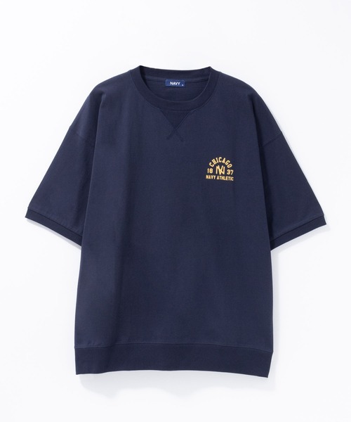 NAVY(ネイビー)の「NAVY オーバーサイズカレッジスウェットTシャツ ユニセックス(Tシャツ/カットソー・メンズ・スモーキーグリーン系/オートミール/ネイビー/ホワイト・S/M/L/XL)」の14枚目の写真