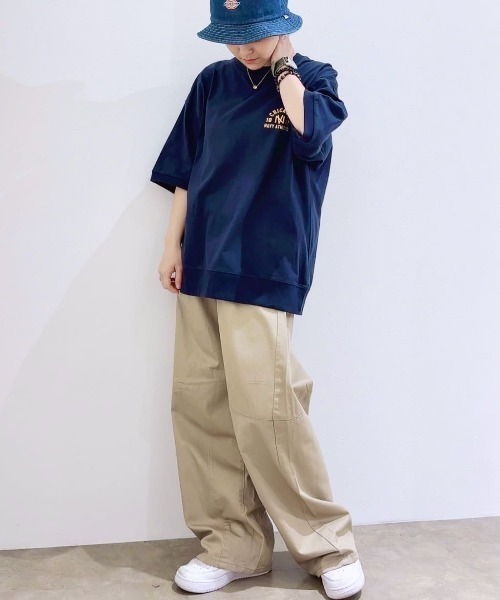 NAVY オーバーサイズカレッジスウェットTシャツ ユニセックス（T