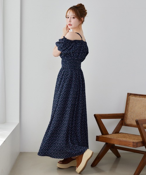 セール】【S/Mサイズあり】シャーリングロングワンピース（ワンピース