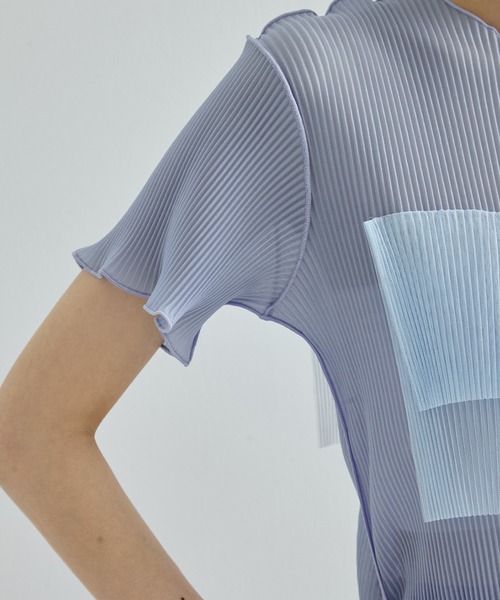 kotohayokozawa（コトハヨコザワ）の「【kotohayokozawa/コトハヨコザワ】《STUDIOUS別注》SHEER SHORT SLEEVE TOP/シアーショートスリーブトップス/クルーネック（Tシャツ/カットソー・レディース・ピンク/ブラック/グレー/ブルー・FREE）」の9枚目の写真