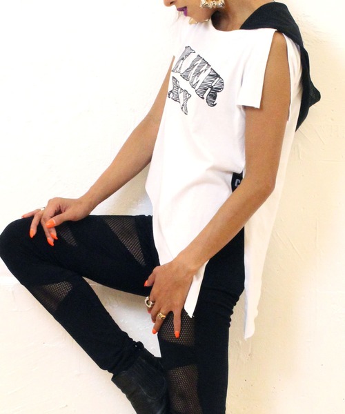 CHEER(チアー)の「脇縛りショート丈トップス(Tシャツ/カットソー・レディース・ホワイト/ブラック・L/S/M)」の12枚目の写真
