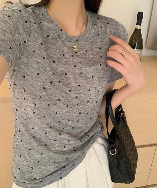 on:nue（オンニュ）の「【on:nue】シアードットカットソー（Tシャツ/カットソー・レディース・アイボリー/ブラック/グレー・FREE）」の8枚目の写真