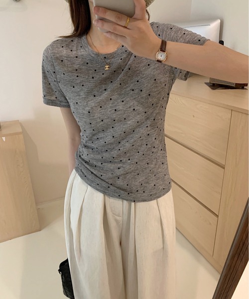 on:nue（オンニュ）の「【on:nue】シアードットカットソー（Tシャツ/カットソー・レディース・アイボリー/ブラック/グレー・FREE）」の14枚目の写真