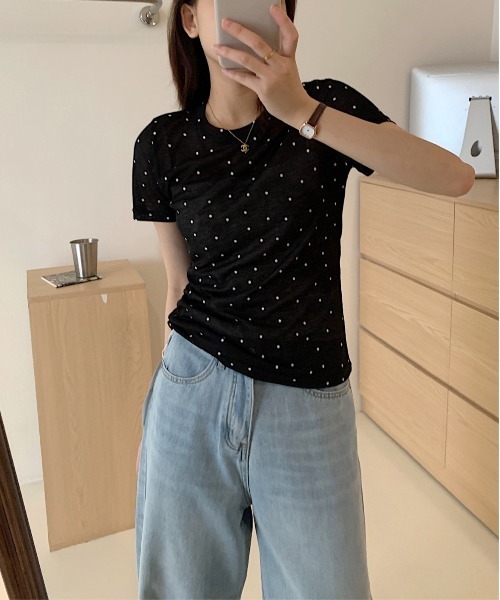 on:nue（オンニュ）の「【on:nue】シアードットカットソー（Tシャツ/カットソー・レディース・アイボリー/ブラック/グレー・FREE）」の15枚目の写真