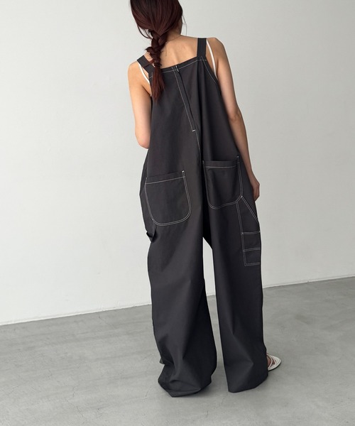 CANAL JEAN(キャナルジーン)の「El mar コットンVネックサロペット(サロペット/オーバーオール・レディース・チャコールグレー/ホワイト・ONE SIZE)」の4枚目の写真