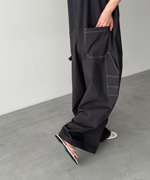 CANAL JEAN(キャナルジーン)の「El mar コットンVネックサロペット(サロペット/オーバーオール・レディース・チャコールグレー/ホワイト・ONE SIZE)」の5枚目の写真