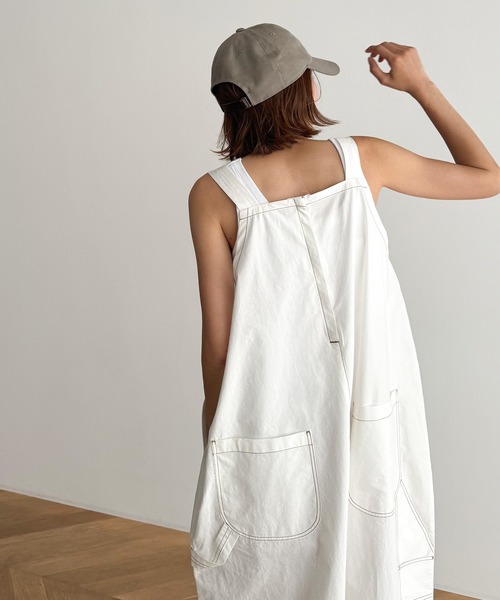 CANAL JEAN(キャナルジーン)の「El mar コットンVネックサロペット(サロペット/オーバーオール・レディース・チャコールグレー/ホワイト・ONE SIZE)」の7枚目の写真