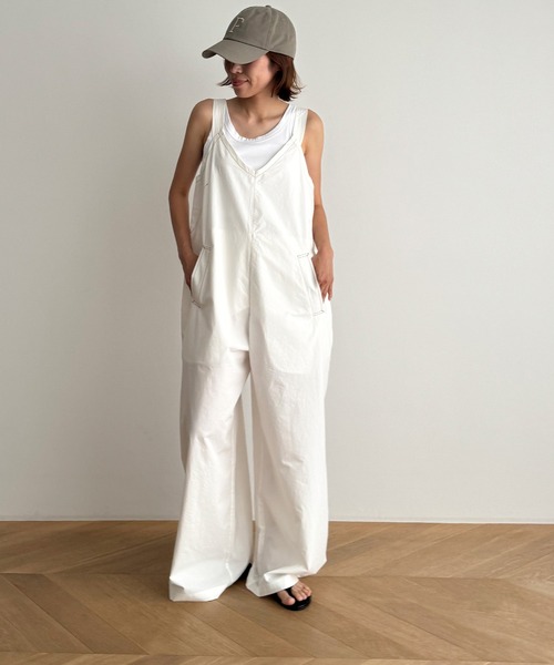 CANAL JEAN(キャナルジーン)の「El mar コットンVネックサロペット(サロペット/オーバーオール・レディース・チャコールグレー/ホワイト・ONE SIZE)」の17枚目の写真