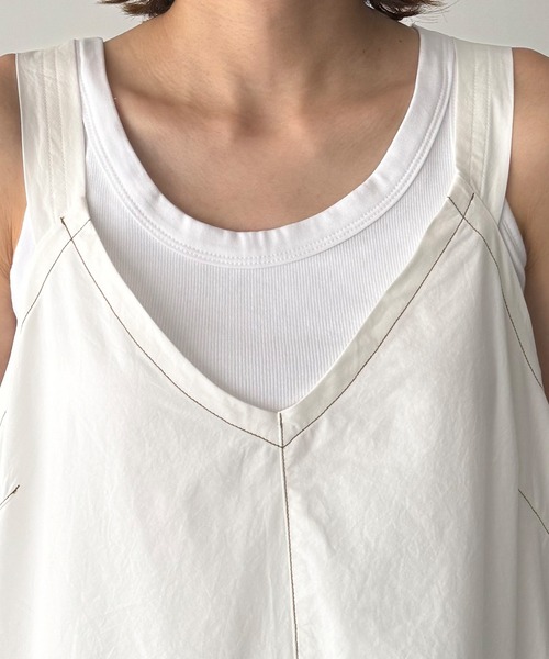 CANAL JEAN(キャナルジーン)の「El mar コットンVネックサロペット(サロペット/オーバーオール・レディース・チャコールグレー/ホワイト・ONE SIZE)」の10枚目の写真