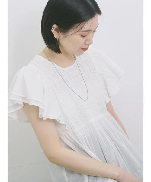 Samansa Mos2 blue（サマンサモスモスブルー）の「【Made in India】シャーリングブラウス（シャツ/ブラウス・レディース・ブラック/オフホワイト/ブルー・F）」の11枚目の写真