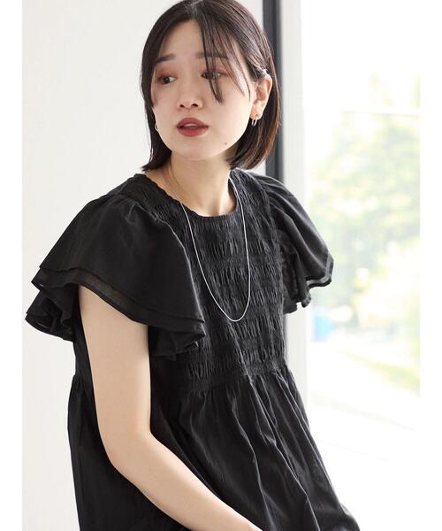 Samansa Mos2 blue（サマンサモスモスブルー）の「【Made in India】シャーリングブラウス（シャツ/ブラウス・レディース・ブラック/オフホワイト/ブルー・F）」の19枚目の写真