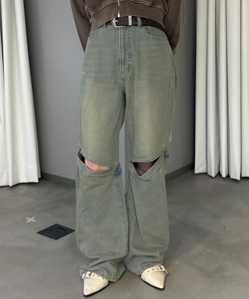 apres jour mignon（アプレジュールミニョン）の「膝カッティングデニムパンツ【ZOZOTOWN限定アイテム】（デニムパンツ・レディース・ブラック/ライトブルー/インディゴブルー・X-LARGE/MEDIUM/SMALL）」の18枚目の写真