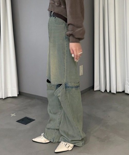 apres jour mignon（アプレジュールミニョン）の「膝カッティングデニムパンツ【ZOZOTOWN限定アイテム】（デニムパンツ・レディース・ブラック/ライトブルー/インディゴブルー・X-LARGE/MEDIUM/SMALL）」の19枚目の写真