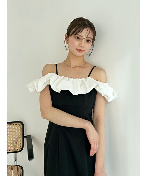 SNIDEL（スナイデル）の「パフスリワンピース（ワンピース・レディース・アイボリー/ブラック/ピンクベージュ・0/1）」の5枚目の写真