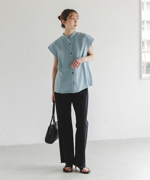 Noble(ノーブル)の「《WEB限定追加》【洗える】スクエアースリーブフロントオープンブラウス2(シャツ/ブラウス・レディース・チャコールグレー/ホワイト/サックスブルー・FREE)」の8枚目の写真