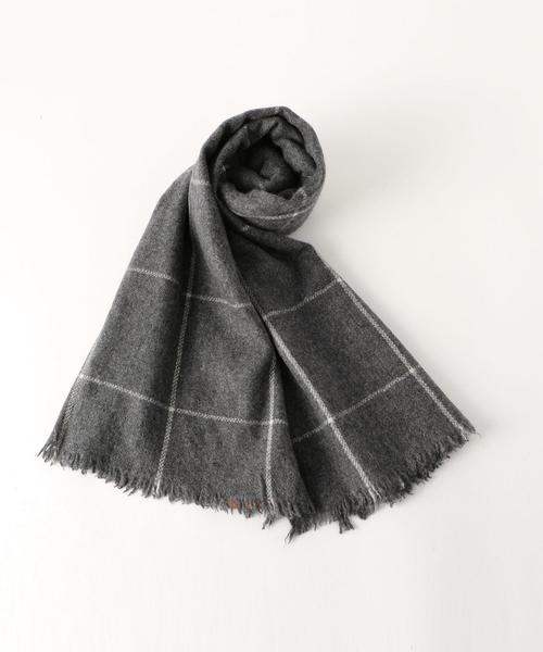 美品ウィンドウペン　カシミアマフラー　グレー　　ユナイテッドアローズ UNITED ARROWS（ユナイテッドアローズ）の「UA カシミヤ ウィンドウ