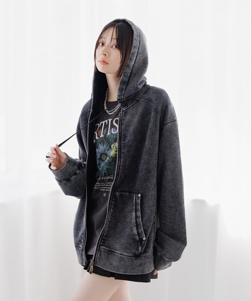 【在庫処分のため値段交渉承ります！】パーカーコート 古着屋購入 UNISEX/選べる着丈】ピグメントZIPパーカー（パーカー）｜Anui