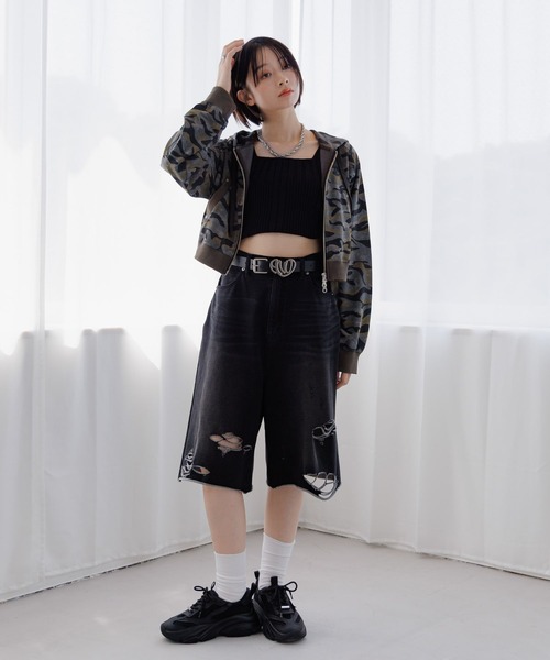 Anui（アニュイ）の「【UNISEX/選べる着丈】ピグメントZIPパーカー（パーカー・レディース・ブラック/カモフラージュ・SMALL/MEDIUM）」の20枚目の写真